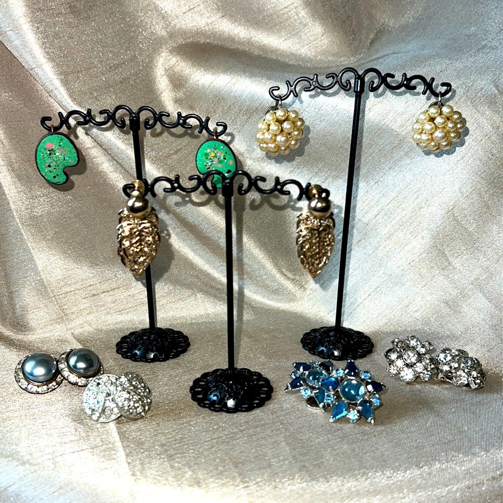 Vintage clip on and screw back earrings lot